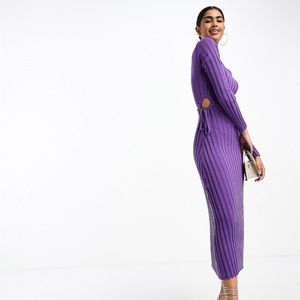 Pretty Lavish cutout knit purple maxi dress